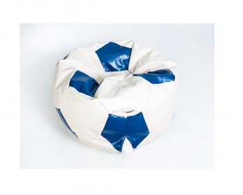 Кресло-мешок Мяч большой Экокожа бело-синее в Ноябрьске - noyabrsk.mebel-74.com | фото