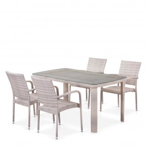 Комплект плетеной мебели T256C/Y376C-W85 Latte (4+1) + подушки на стульях в Ноябрьске - noyabrsk.mebel-74.com | фото