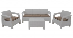 Комплект уличной мебели Yalta Premium Terrace Triple Set (Ялта) белый (+подушки под спину) в Ноябрьске - noyabrsk.mebel-74.com | фото