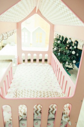 Кровать-домик без ящика 800*1600 (Розовый) в Ноябрьске - noyabrsk.mebel-74.com | фото