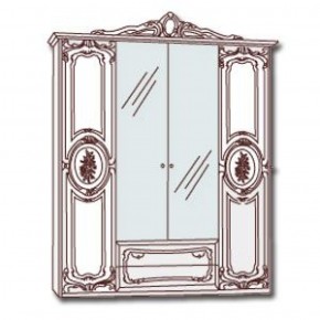Шкаф 4-х дверный с зеркалами (01.144) Роза (могано) в Ноябрьске - noyabrsk.mebel-74.com | фото