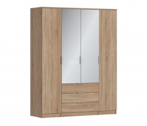 Шкаф 4х дверный с зеркалами Николь СБ-2595/1 (Дуб Сонома) в Ноябрьске - noyabrsk.mebel-74.com | фото