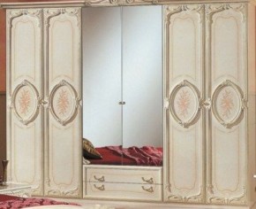 Шкаф 6-и дверный с зеркалами (01.146) Роза (беж) в Ноябрьске - noyabrsk.mebel-74.com | фото