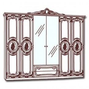 Шкаф 6-и дверный с зеркалами (01.146) Роза (могано) в Ноябрьске - noyabrsk.mebel-74.com | фото